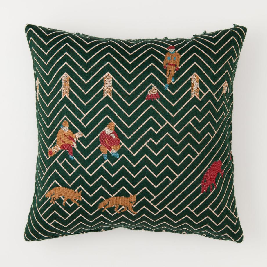 SNIP SNAP SATOYAMA cushion cover | fox green – YURI HIMURO ONLINE SHOP